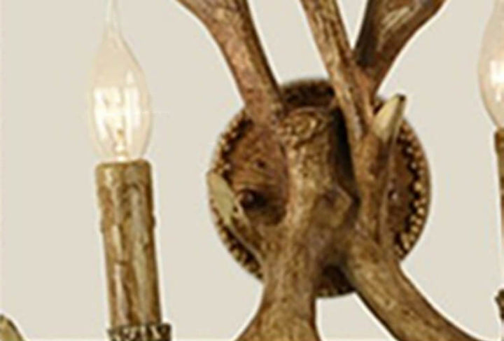 Applique murale créative à 2 lumières en résine industrielle rétro avec bois de cerf 