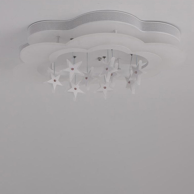 Contemporary Nordic Star Decor Cloud Acrylic Shade LED Kids Flush Mount Ceiling Light For Bedroom