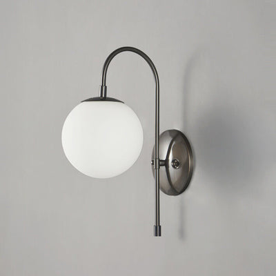 Lustre nordique en verre boule ronde bras plié en cuivre applique murale 1 lumière 