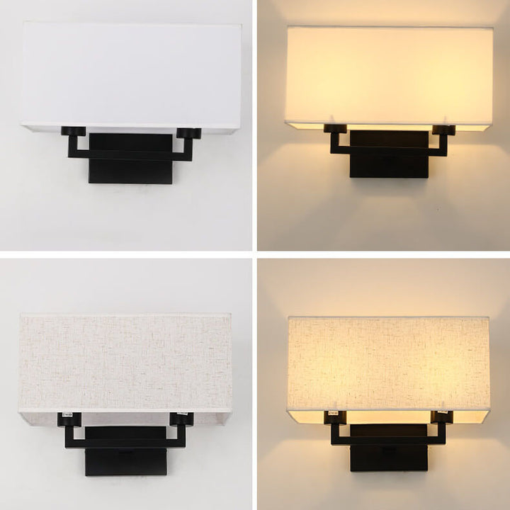 Moderne minimalistische einfarbige rechteckige Eisenstoff-Wandleuchte mit 1 Licht 