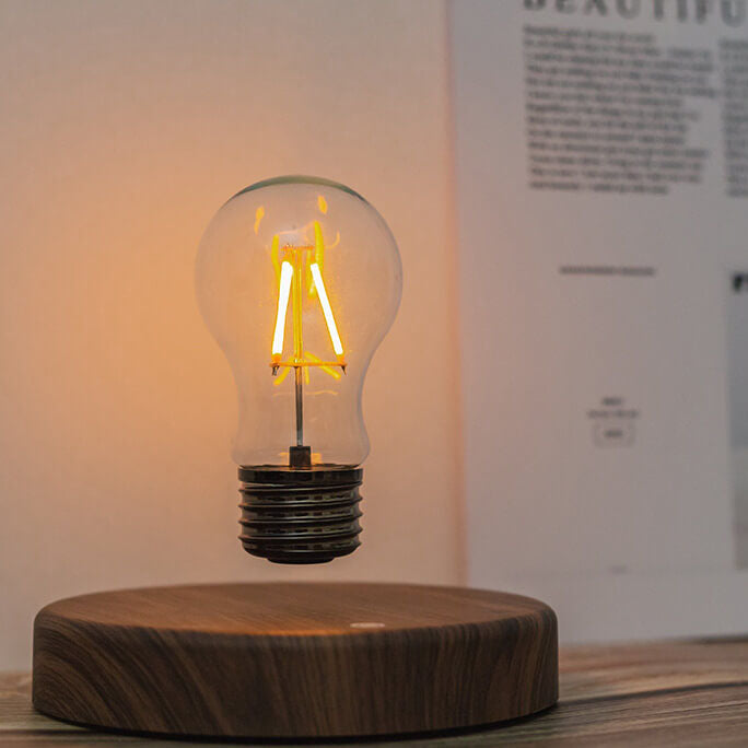 Lampe de table décorative à LED en noyer, ampoule à lévitation créative 