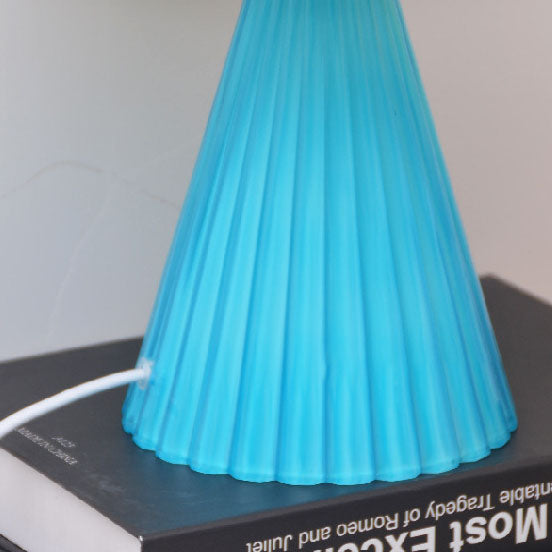 Nordic Pleated Shade Cone Column Base 1-Light Table Lamp