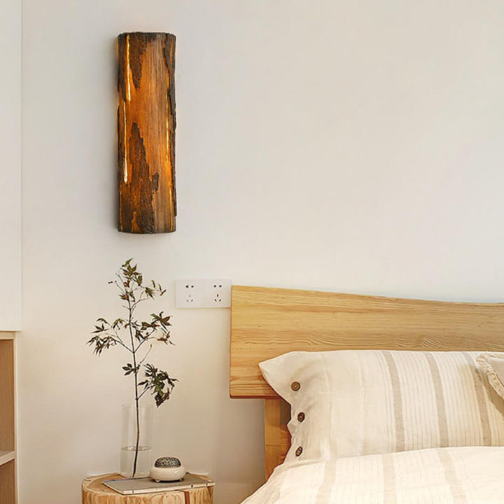 Contemporary Creative Resin Imitation Rock Stump Shade LED Wall Sconce Lamp For Bedroom