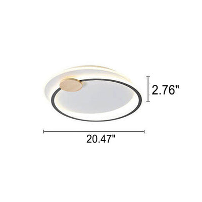 Skandinavische minimalistische runde LED-Deckenleuchte aus Metall und Holz