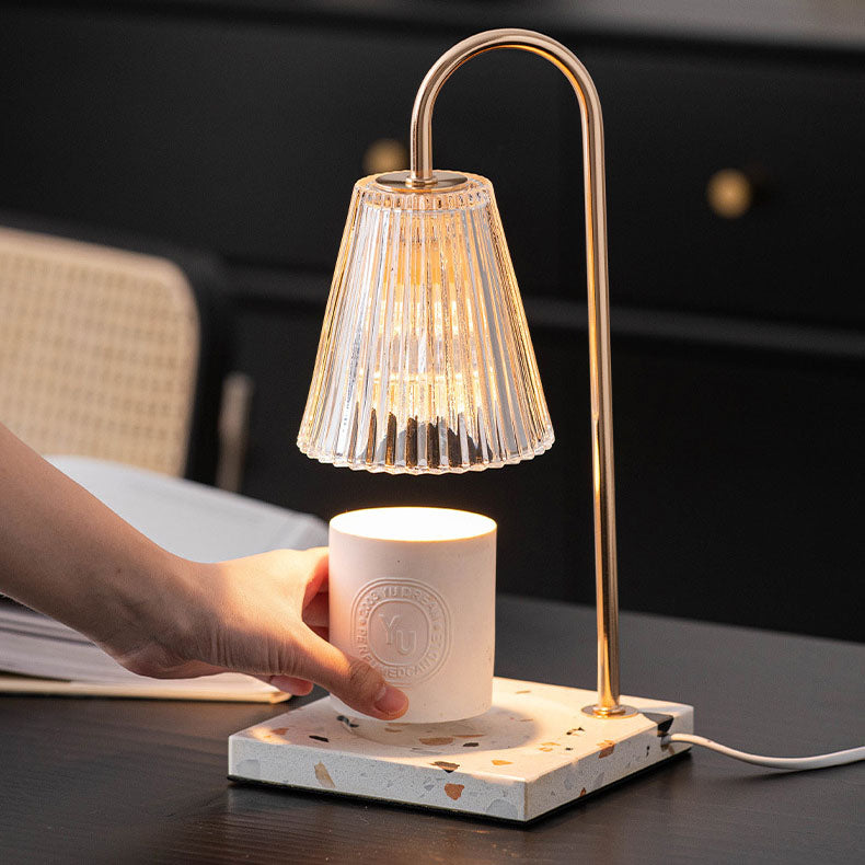 Contemporary Nordic Terrazzo Glass Shade 1-Light Melting Wax Table Lamp