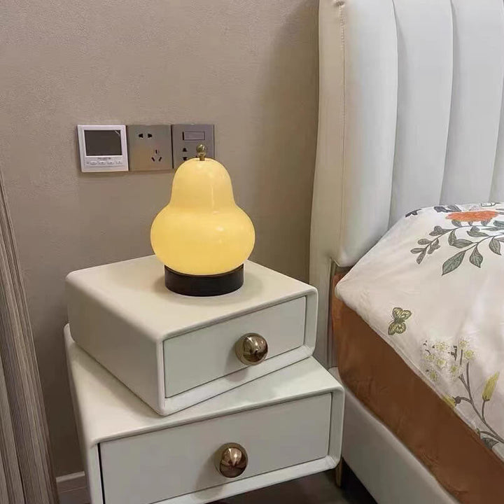Traditional French Cream Pear Shape LED Rechargeable Touch Table Lamp For Bedroom