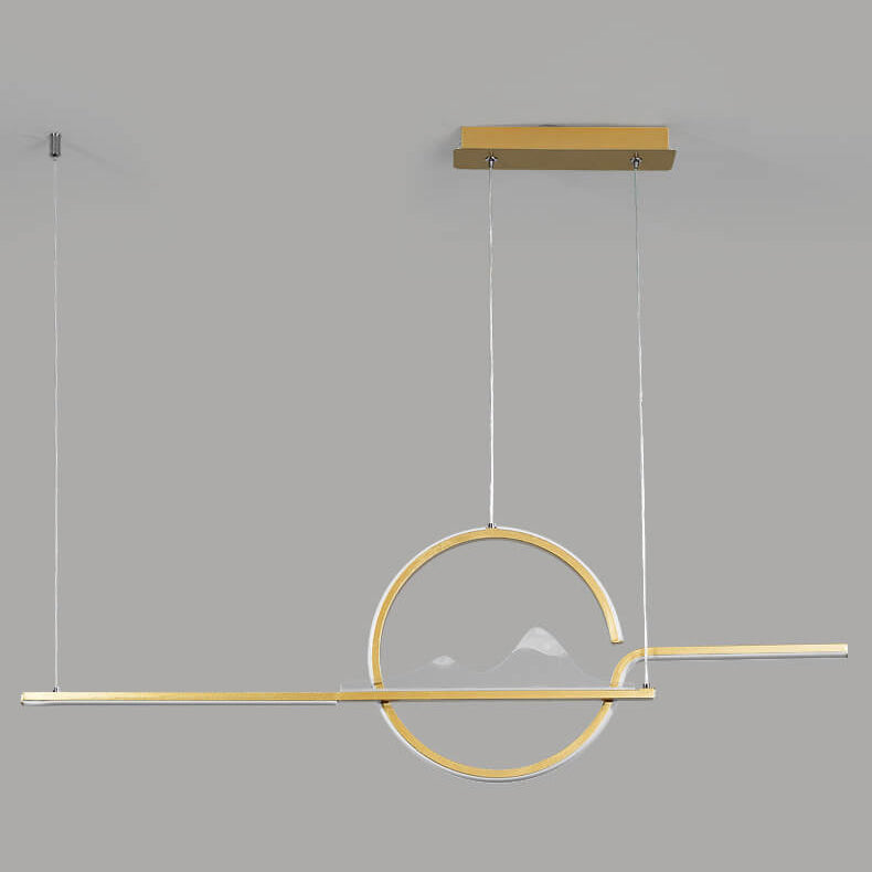 Moderne chinesische minimalistische lange runde Landschaftsinsel Licht LED Kronleuchter 