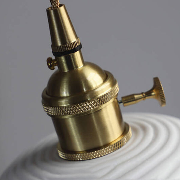 Nordic Japanese Ceramic Brass Oval 1-Light Pendant Light