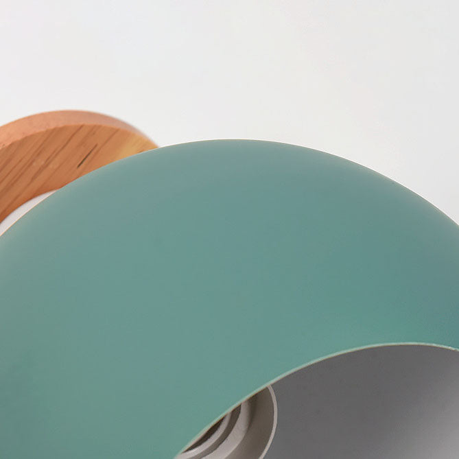 Lámpara Aplique de Pared de 1 Luz de Madera y Hierro Redondo Moderno Macaron 
