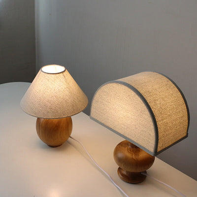 Japanese Wabi-sabi Vintage Solid Wood Fabric 1-Light Table Lamp