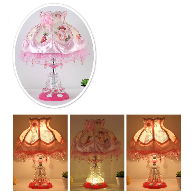 Lampe de table 1 lumière en verre avec tissu de style européen pour mariage 
