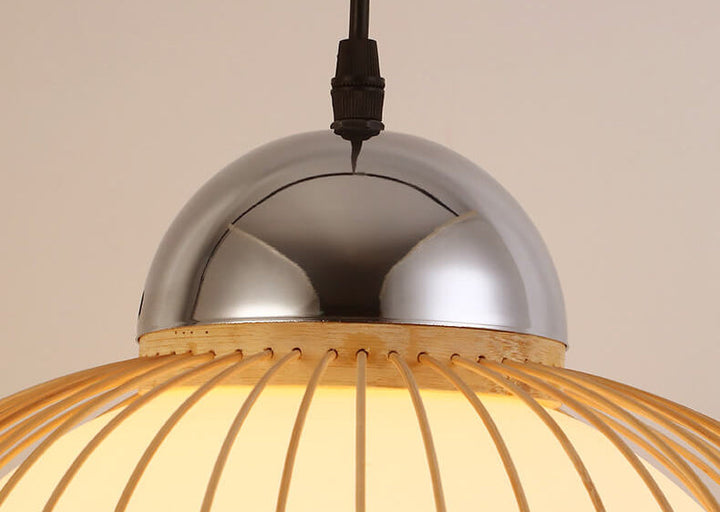 Moderne chinesische Bambus-Weberei-Topfdeckel 1-Licht-Pendelleuchte 