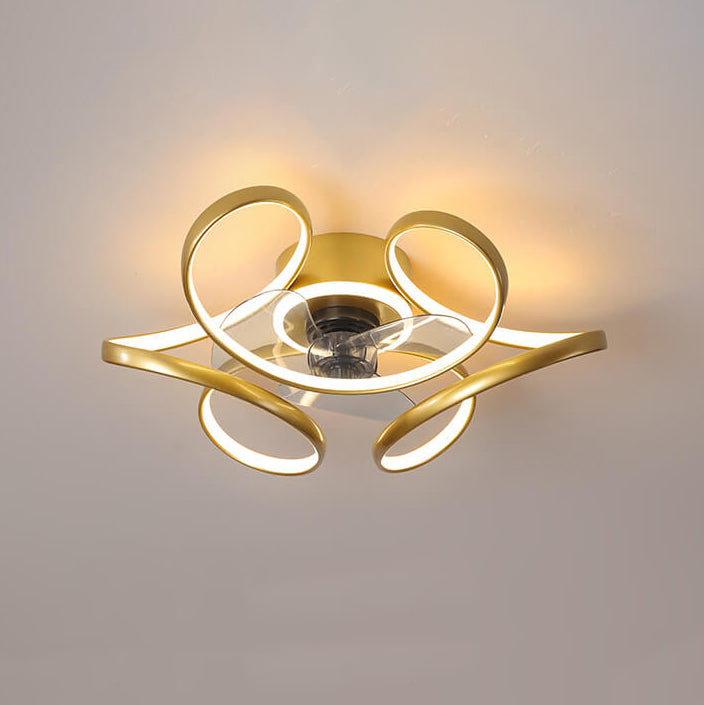 Modern Minimalist Line Acrylic Iron LED Flush Mount Fan Light