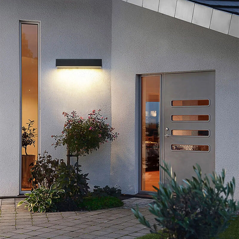 Moderne minimalistische wasserdichte Aluminium-Acryl-Outdoor-LED-Wandlampe in rechteckigem One-Line-Design 