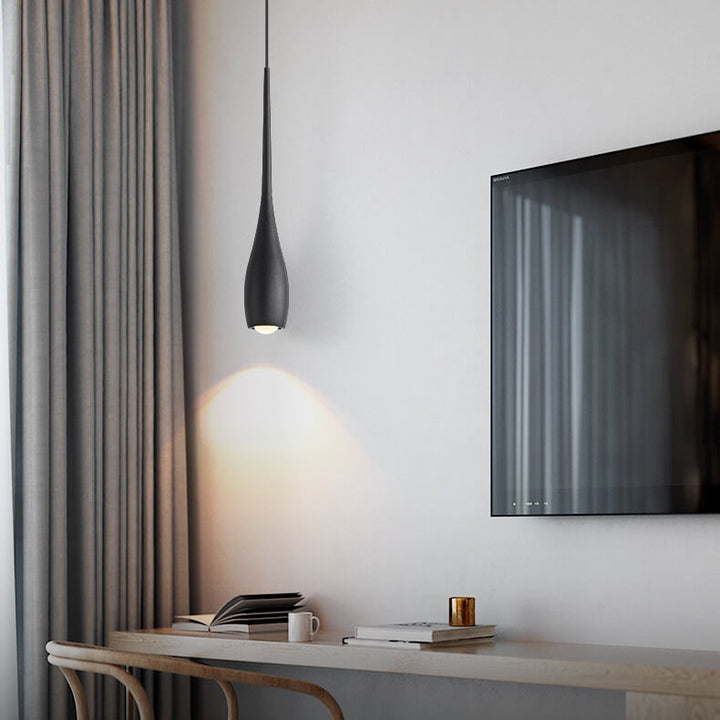 Moderner minimalistischer LED-Pendelleuchter aus Aluminium in Schwarz-Weiß mit einfarbigen Tropfen 