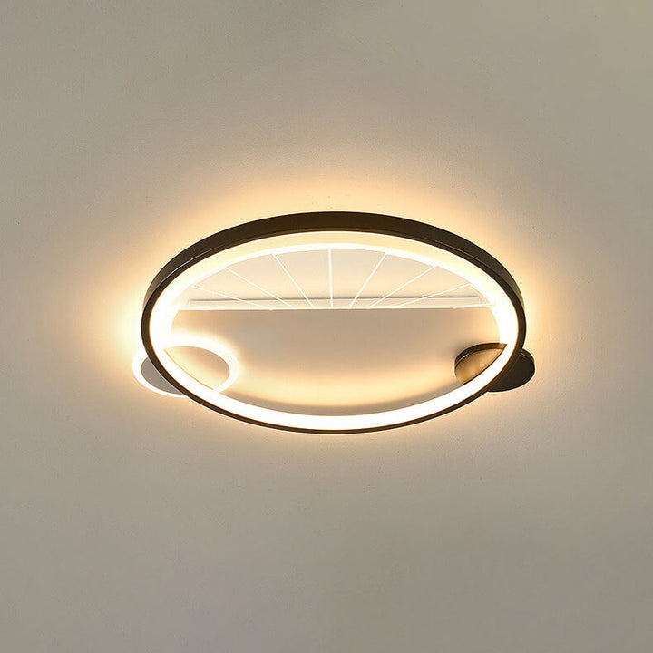Moderne minimalistische geometrische Formen Schwarz Weiß Eisen LED Deckenleuchte 