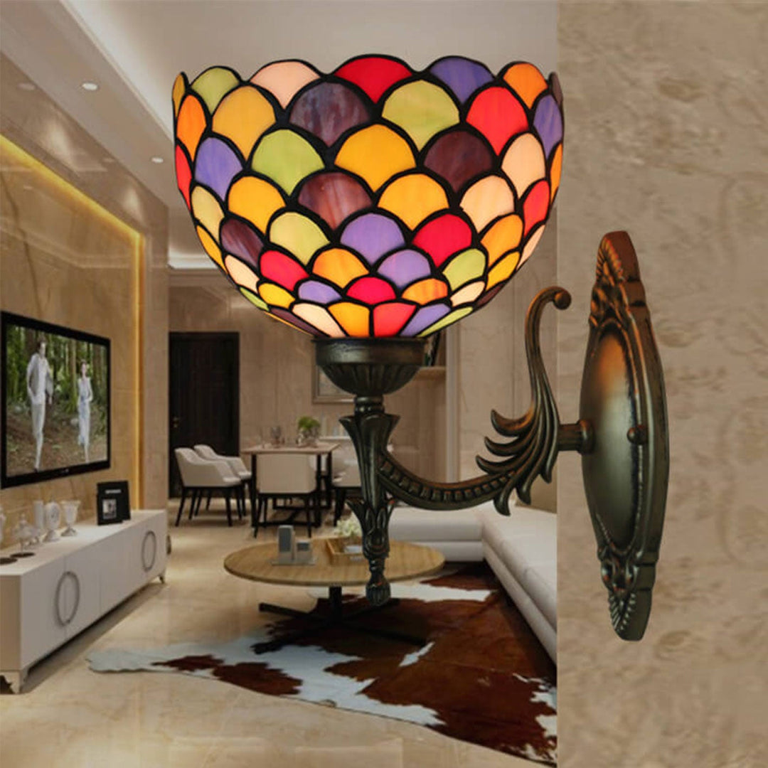 Lámpara de Pared con Pantalla de Vidrio Tiffany Stained Dot de 1 Luz 