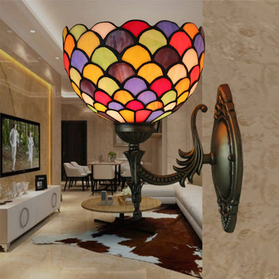 Tiffany Stained Dot Glass 1-Light Wall Sconce Lamp