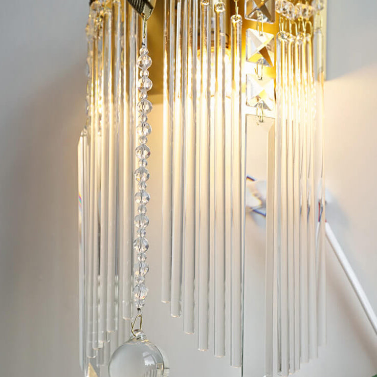 Französische Moderne Luxus Bogen Messing Kristall 1-Licht Wandleuchte 
