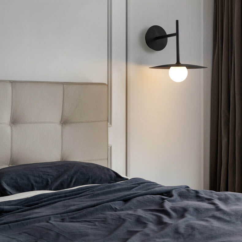 Moderne, minimalistische, einfarbige, runde Hardware-Glas-Wandleuchte mit 1 Licht