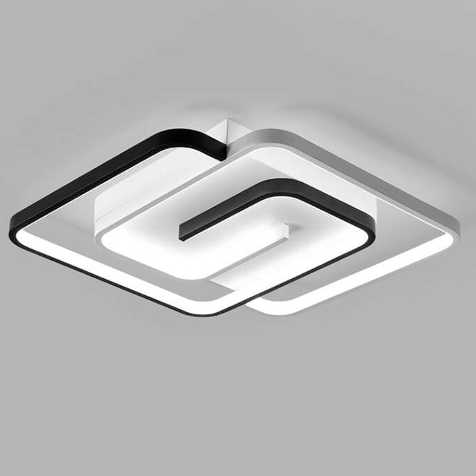 Modern Creative Square Ring Aluminum LED Semi-Flush Mount Ceiling Light