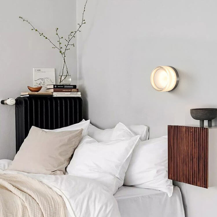 Scandinavian Modern Minimalist Aluminum Acrylic Round LED Wall Sconce Lamp