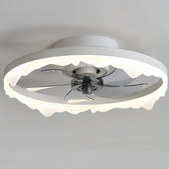 Minimalist Round Acrylic Border LED Semi-Flush Mount Ceiling Fan Light