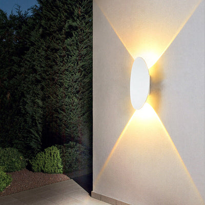 Lámpara de Aplique de Pared Impermeable LED para Exterior de Aluminio de Forma Oval Simple y Plana 