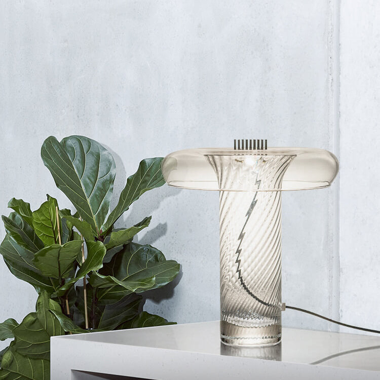 Nordic Luxury Floral Clear Glass Column LED Table Lamp