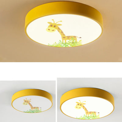 Cartoon Creative Colorful Round Children LED Flush Mount Ceiling Light