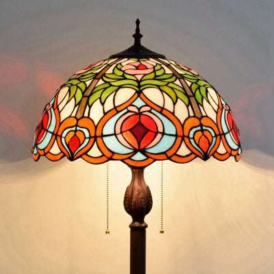Tiffany European Peach Heart Buntglas-Stehlampe mit 2 Leuchten 