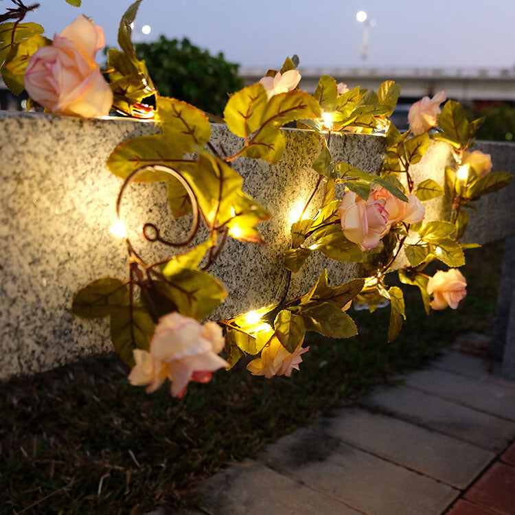 Solar Outdoor Waterproof Shockproof Rose Outdoor LED String Lights