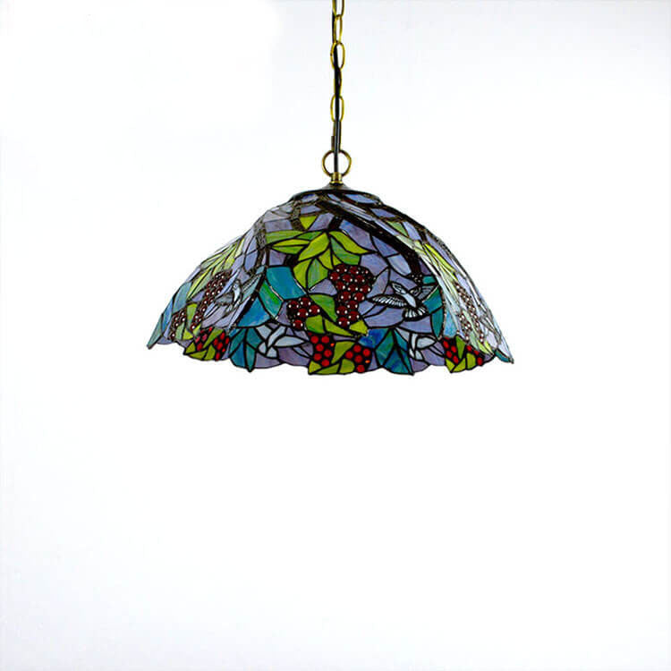 European Vintage Tiffany Glass Hardware 1-Light Pendant Light