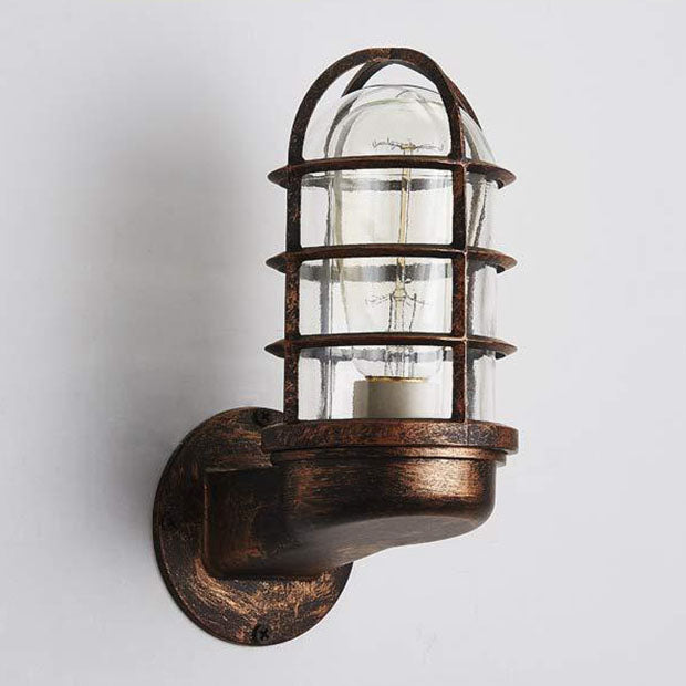 Traditional Colonial Cylinder Iron Glass 1-Light Wall Sconce Lamp For Hallway