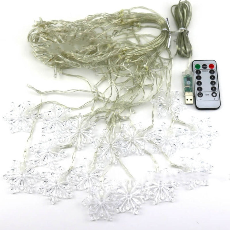 Télécommande flocon de neige guirlande lumineuse à LED clignotante décorative 