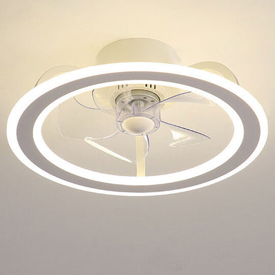 Nordic Creative Round LED Semi-Flush Mount Ceiling Fan Light