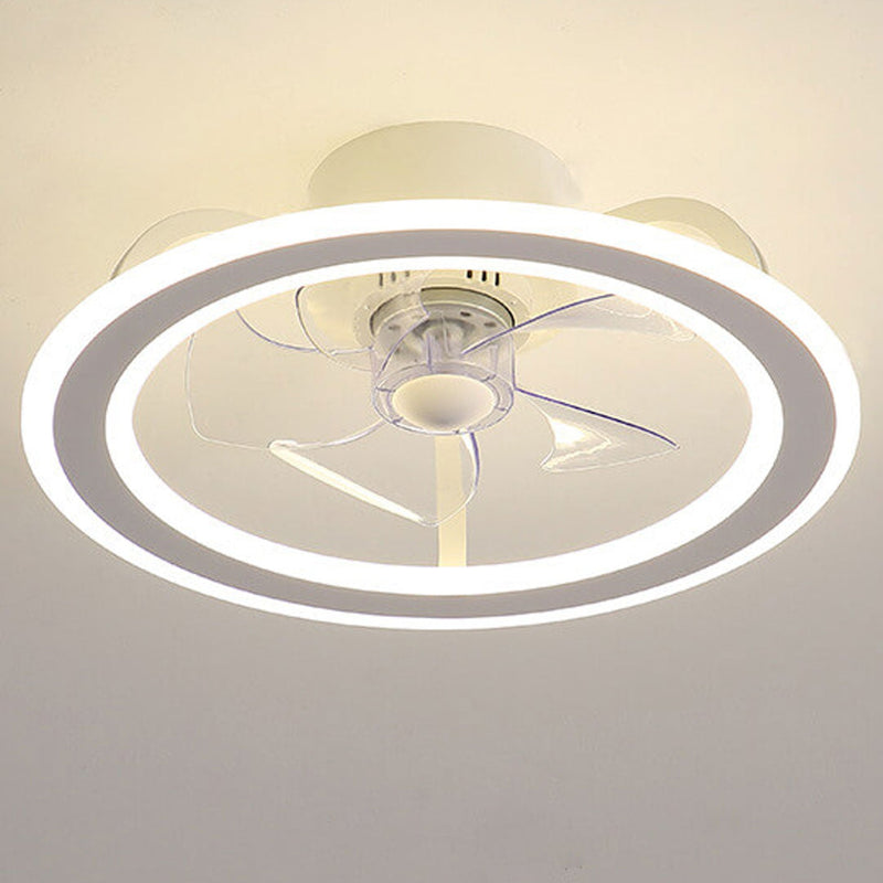 Nordic Creative Round LED Semi-Flush Mount Ceiling Fan Light