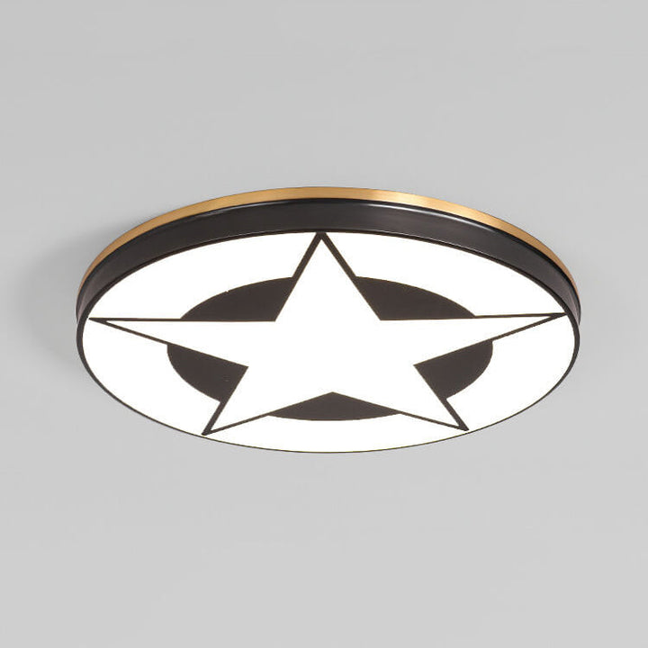 Simple Acrylic Pentagram Pattern Design All Copper LED Flush Mount Light