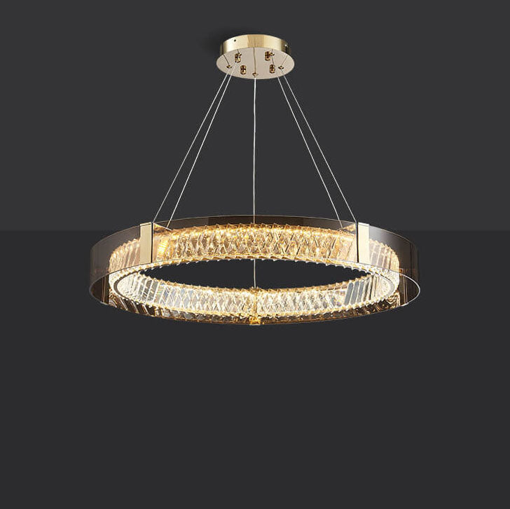 Italian Light Luxury Crystal Circle Plating LED Chandelier