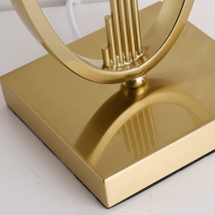 Modern Mid-Century Square Round Metal Fabric 1-Light Table Lamp For Bedroom
