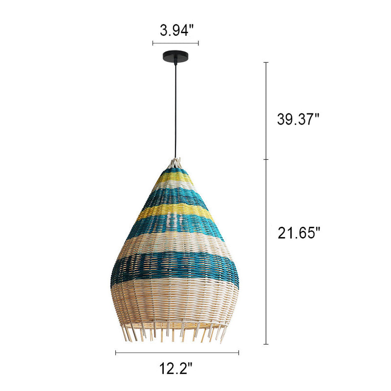 Modern Colorful Bamboo Weaving 1-Light Pendant Light