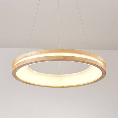 Japanese Simplicity Log Circle Island Light LED Chandelier