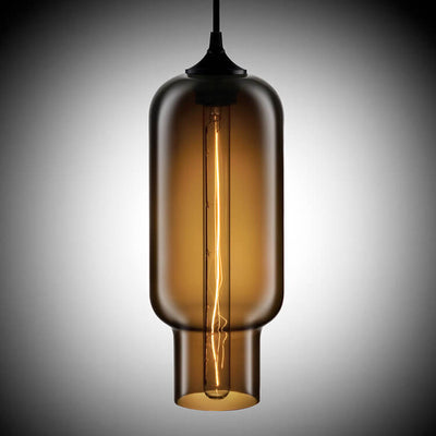 Nordic Simple Stained Glass Long Jar Design 1-Light Pendant Light