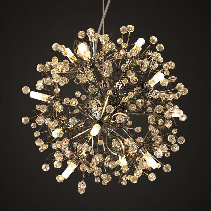 Contemporary Nordic Light Luxury Round Ball Stainless Steel Crystal LED Chandelier For Hallway