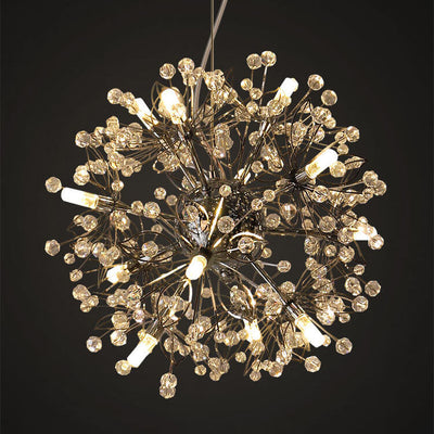 Nordic Light Luxury Round Ball Edelstahl-Kristall-LED-Kronleuchter 