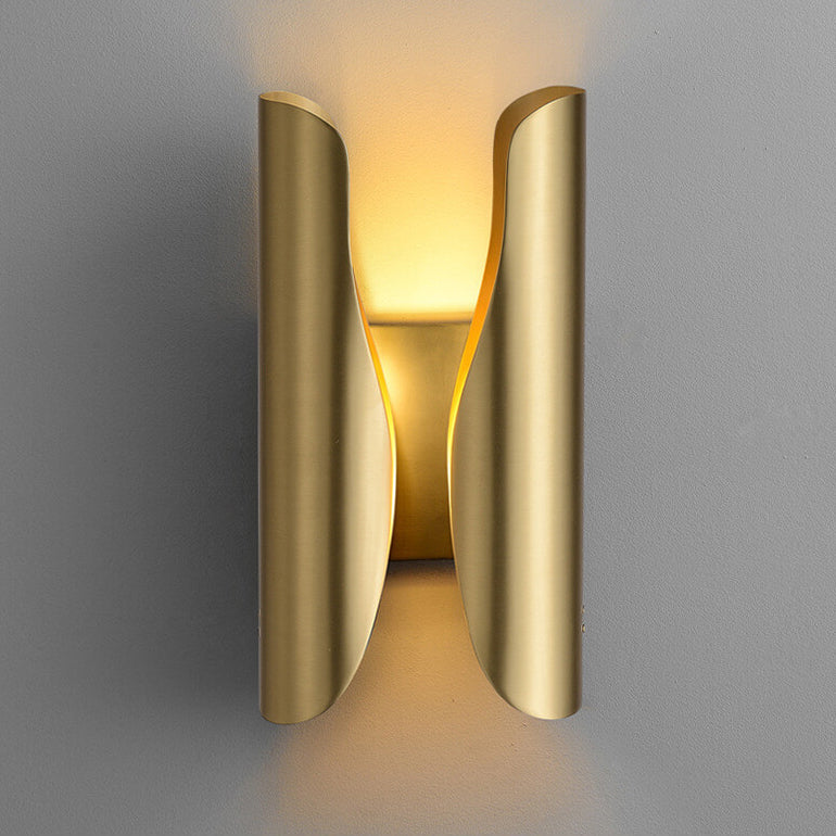 Modern Light Luxury Creative Rolled Edge Brass 2-Light Wall Sconce Lamp