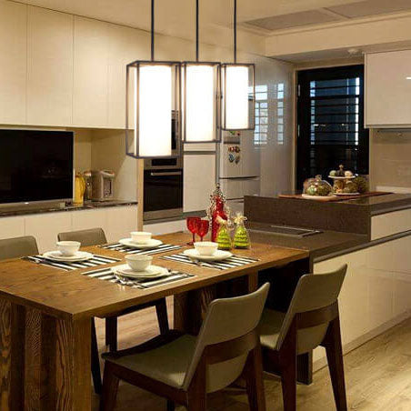 Modern Fabric Cylinder Black Frame 1-Light LED Pendant Lighting