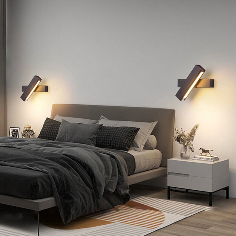 Moderne minimalistische rechteckige Aluminium-Eisen-Holz drehbare LED-Wandleuchte 