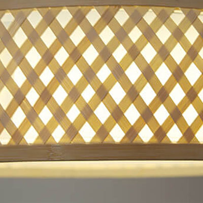 Modern Simple Round Bamboo Weaving 3-Light Flush Mount Ceiling Light