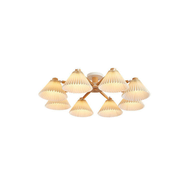 Nordic Wood Pleated Shade 3/6/8 Light Semi-Flush Mount Ceiling Light